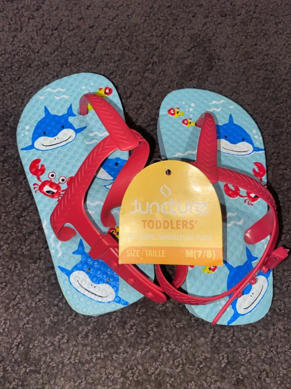 Kids' Dinosaur & Shark Flip Flop Sandals w/Back Strap- Orange Red Blue NWT❗️